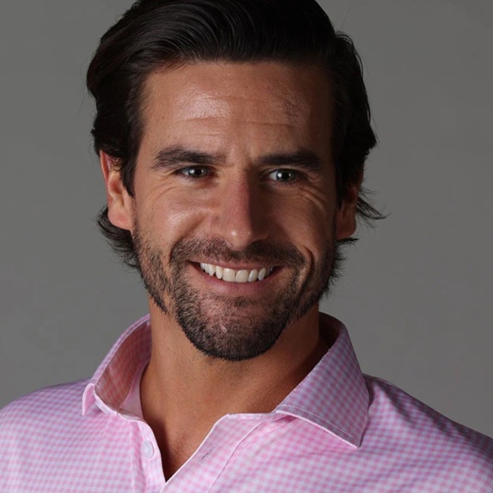 New Collars & Co Men's pink and white  gingham short sleeve polo in med nwt